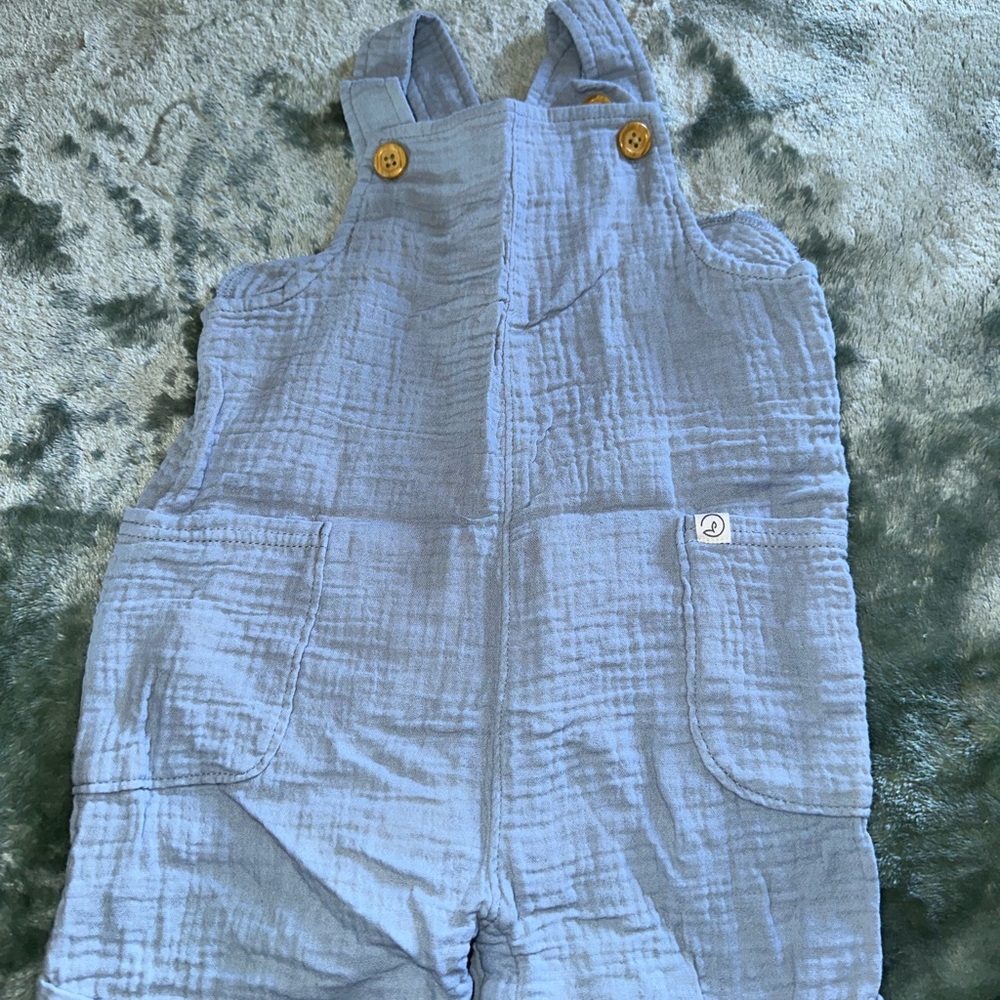 Blue Relaxed Fit Denim Overalls with Bib Front